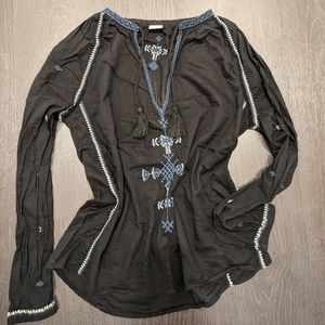 Embroidered Navy Blue Top